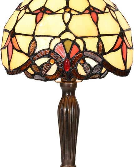 Tiffany Lamp Baroque Design Stained Glass Table Lamp for Living Room Bedroom Bedside Nightstand Home Office (Beige Baroque) - LeafyLoom