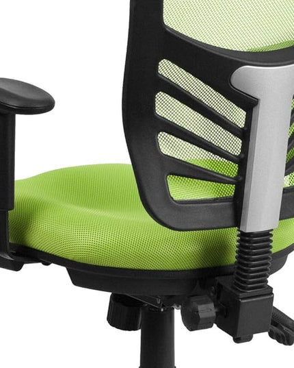 Flash Furniture Nicholas Mid-Back Swivel Office and Gaming Chair, Ergonomic Mesh Office Chair with Adjustable Lumbar Support and Height, Green - LeafyLoom