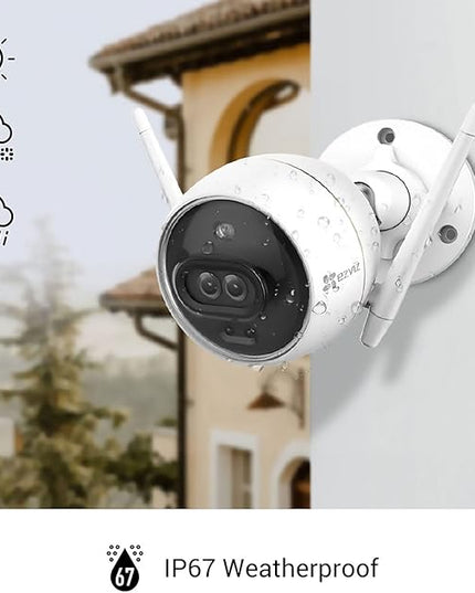 EZVIZ Outdoor Camera Dual Lens, Surveillance Camera with Color Night Vision & Human/Vehicle Detection, Active Defense with Light & Siren, Two-Way Talk, IP67, No Subscription Fee Cloud(C3X-Cloud) EZVIZ
