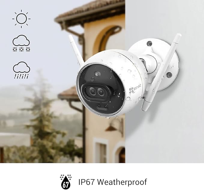 EZVIZ Outdoor Camera Dual Lens, Surveillance Camera with Color Night Vision & Human/Vehicle Detection, Active Defense with Light & Siren, Two-Way Talk, IP67, No Subscription Fee Cloud(C3X-Cloud) EZVIZ