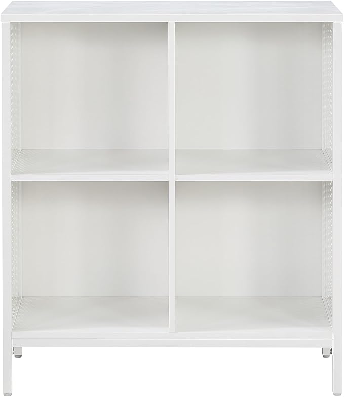 OSP Home Furnishings Ace Contemporary Modern Storage Cube Bookcase, 4 Cubes, White Finish - LeafyLoom