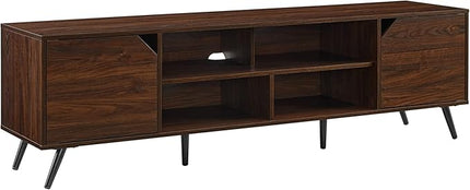 Walker Edison Nora Modern Minimal Open-Shelf Stand for TVs up to 80 Inches, 70 Inch, Dark Walnut - LeafyLoom