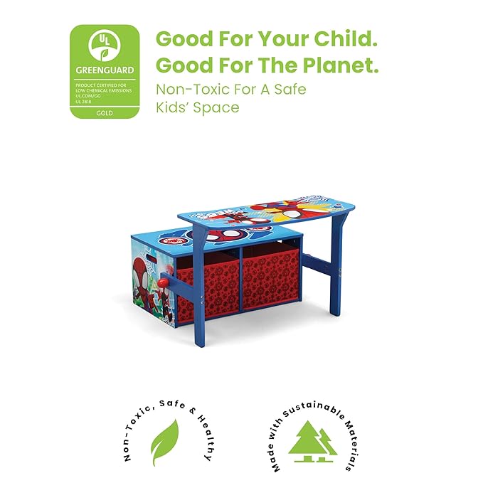 Delta Children Kids Convertible Activity Bench - Greenguard Gold Certified, Marvel Spidey and His Amazing Friends - LeafyLoom