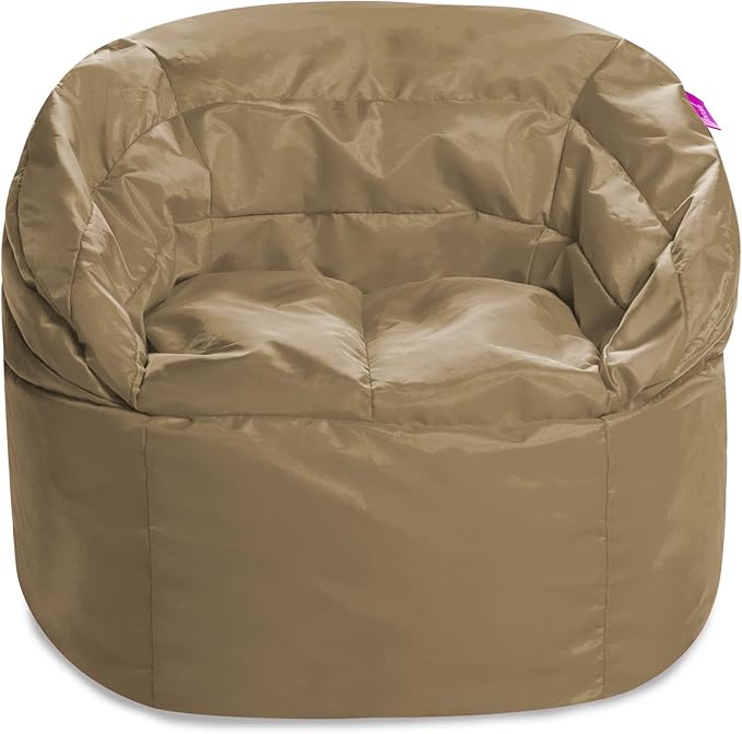 Posh Creations Structured Comfy Bean Bag Chair for Gaming, Reading, and Watching TV, Sonoma Lounge, Microsuede - Camel - LeafyLoom