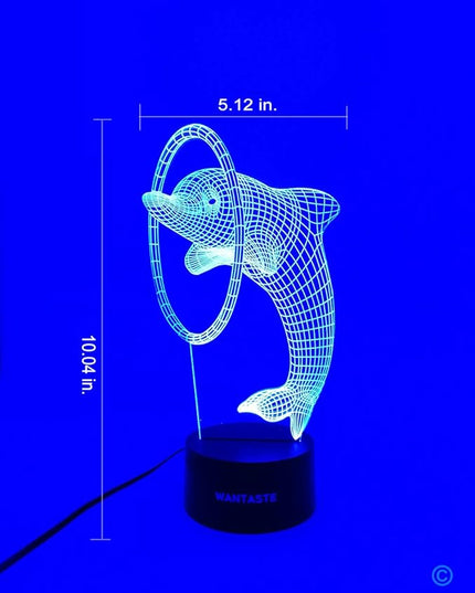 Dolphin 3D Lamp Gifts for Boys Girls Room, Night Light Toys Bedside Decor Gifts for Kids Baby, 7 Colors Changing Nightlight with Smart Control - LeafyLoom