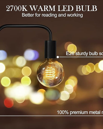 QiMH Industrial Floor Lamp with Light Bulb,Metal Tall Standing Lamp,Tall Modern Black Led Floor Lamp for Home Decor,Bedroom,Reading,Office - LeafyLoom