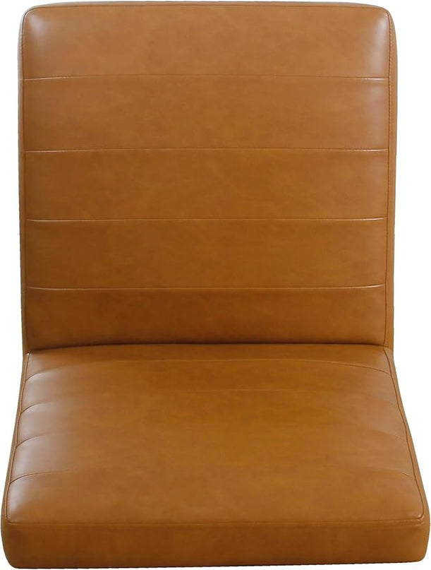 HomePop Home Décor | Single Pack Channeled Metal Dining Chair, Brown Faux Leather - LeafyLoom
