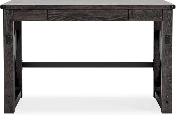 Signature Design by Ashley Freedan Rustic Farmhouse Home Office Desk, Dark Gray - LeafyLoom