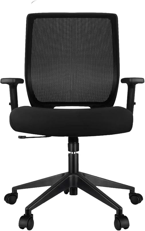 Schwake Ergonomic Office Chair Home Mesh Desk Chair with Adjustable Arms - Mid Back Computer Chairs for Adults - Swivel Task Chair Comfortable for Home Office (Black) - LeafyLoom