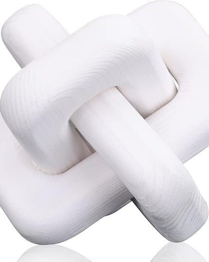 White Wooden Knot Bohemian Decoration Hand-Carved Knot Autumn Winter White Home Decor Suitable for Coffee Table Bedroom Living Room Minimalist Decoration（White） - LeafyLoom
