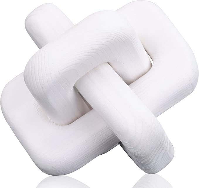 White Wooden Knot Bohemian Decoration Hand-Carved Knot Autumn Winter White Home Decor Suitable for Coffee Table Bedroom Living Room Minimalist Decoration（White） - LeafyLoom