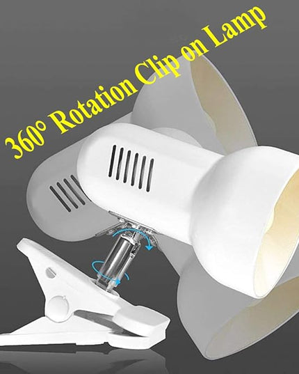 Rong&LAN Clip lamp,360° Rotation Clip on Lamp Portable Book Reading Light,Clamp on Desk/Table/Bunk Bed/Cupboard Home Lighting, (Desk lamp,Two Colors for Your Choice) Black - LeafyLoom