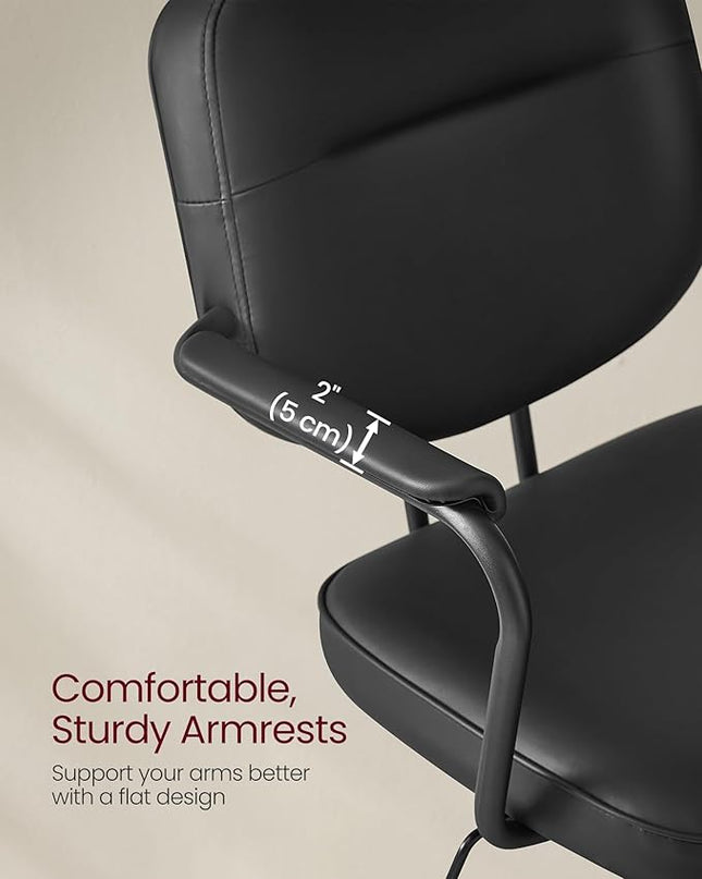 VASAGLE Office Chair, Desk Chair, Vanity Chair with Back, Individual Armrest Structure, Synthetic Leather, Adjustable Height, for Home Office, Ink Black UOBG033B02 - LeafyLoom