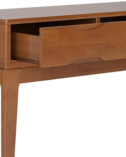 SIMPLIHOME Harper SOLID HARDWOOD 54 Inch Wide Mid Century Modern Console Sofa Table in Teak Brown, for The Living Room Entryway and Bedroom - LeafyLoom