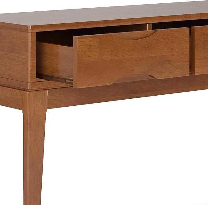 SIMPLIHOME Harper SOLID HARDWOOD 54 Inch Wide Mid Century Modern Console Sofa Table in Teak Brown, for The Living Room Entryway and Bedroom - LeafyLoom