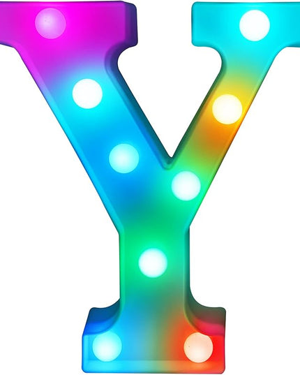 Colorful Letter LED Lights, 16 Colors Changing LED Marquee Letter Lights, Dimmable Night Lights for Wedding, Birthday, Holiday, Party, Bar, Christmas Decoration,Dorm Room Decor-Multicolor Y - LeafyLoom