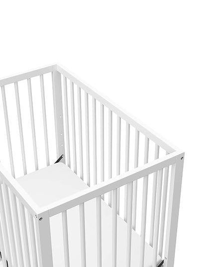 Graco Teddi 4-in-1 Convertible Mini Crib with Bonus Water-Resistant Mattress (White) – GREENGUARD Gold Certified, 2.75-Inch Mattress Included, Convenient Size, Easy 30-Minute Assembly - LeafyLoom