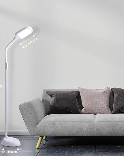 LED Floor Lamp,15W 1200 Lumen Bright Reading Floor Lamp with 5 Color Temperatures,Stepless Dimmer,30 Mins Timer,Remote & Touch Control for Living Room,Bedroom & Office,White - LeafyLoom
