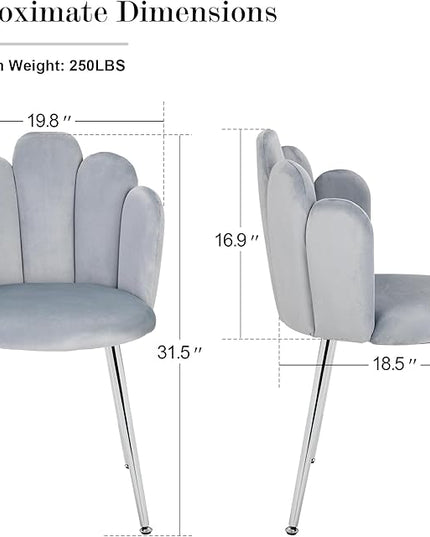 Vanity Chair for Makeup Room - Midcentury Modern Accent Chair for Living Room Bedroom, Makeup Chair with Back Support Velvet Chair with Gold Legs (Light Grey) - LeafyLoom