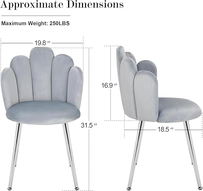 Vanity Chair for Makeup Room - Midcentury Modern Accent Chair for Living Room Bedroom, Makeup Chair with Back Support Velvet Chair with Gold Legs (Light Grey) - LeafyLoom