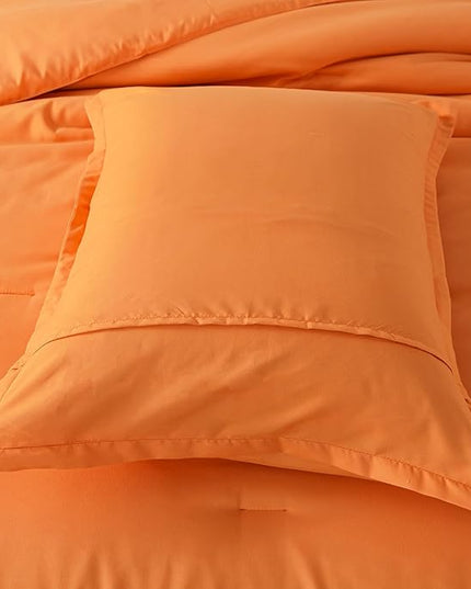Burnt Orange Comforter Set Twin Size, Solid Terracotta Down Alternative Soft Boho Bedding Comforter Set, Fluffy Microfiber Comforter (68"x90") for All Seasons with Pillowcase - LeafyLoom