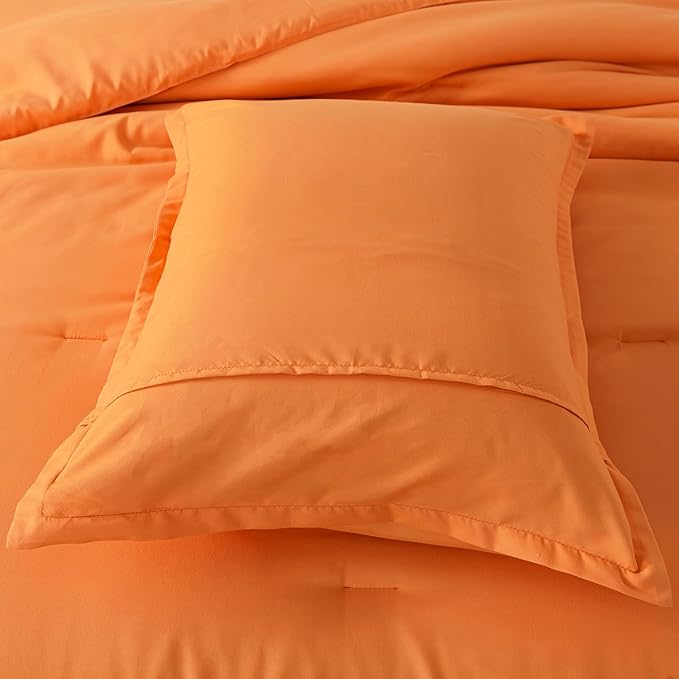 Burnt Orange Comforter Set Twin Size, Solid Terracotta Down Alternative Soft Boho Bedding Comforter Set, Fluffy Microfiber Comforter (68"x90") for All Seasons with Pillowcase - LeafyLoom