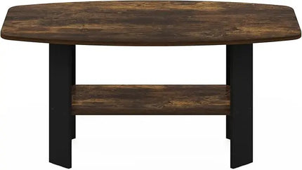 Furinno Simple Design Coffee Table, Amber Pine/Black - LeafyLoom