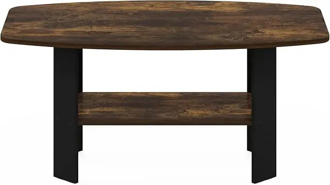 Furinno Simple Design Coffee Table, Amber Pine/Black - LeafyLoom