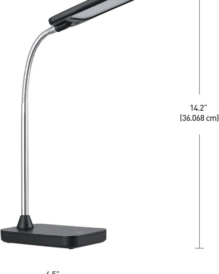 Globe LED Integrated Desk Lamp, Black, Chrome Gooseneck - LeafyLoom