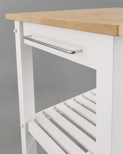 American Trails Sunrise American Kitchen Island, Natural Maple Top, White Base (New) - LeafyLoom