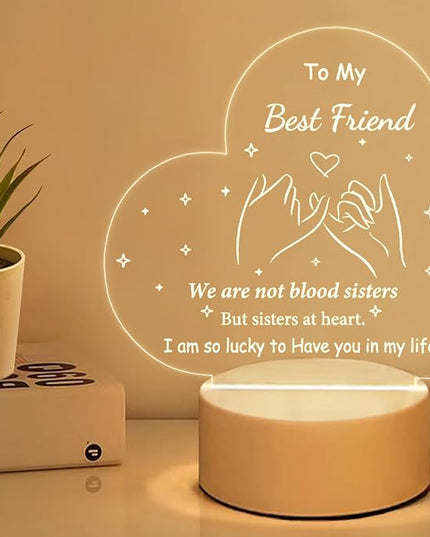 Best Friend Birthday Gifts Friendship Gifts Acrylic Night Light, Thank You Gifts for Friends - Christmas Birthday Gifts for Bestie, BFF - LeafyLoom