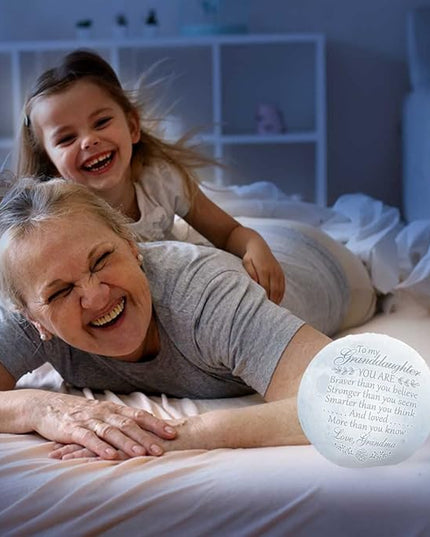 Mothers Day Gifts For Granddaughter, Engraved Moon Lamp Night Light, Birthday Gifts Ideas, Valentines Day Gifts For Her, Granddaughter Gifts From Grandma, Birthday Decorations Indoor, Teen Girl Gifts - LeafyLoom