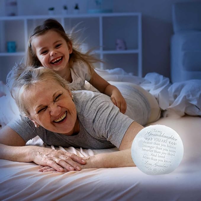 Mothers Day Gifts For Granddaughter, Engraved Moon Lamp Night Light, Birthday Gifts Ideas, Valentines Day Gifts For Her, Granddaughter Gifts From Grandma, Birthday Decorations Indoor, Teen Girl Gifts - LeafyLoom