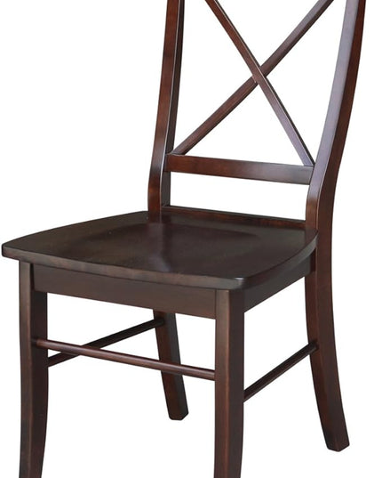 International Concepts X- Back Chair, with Solid Wood Seat, Java - LeafyLoom