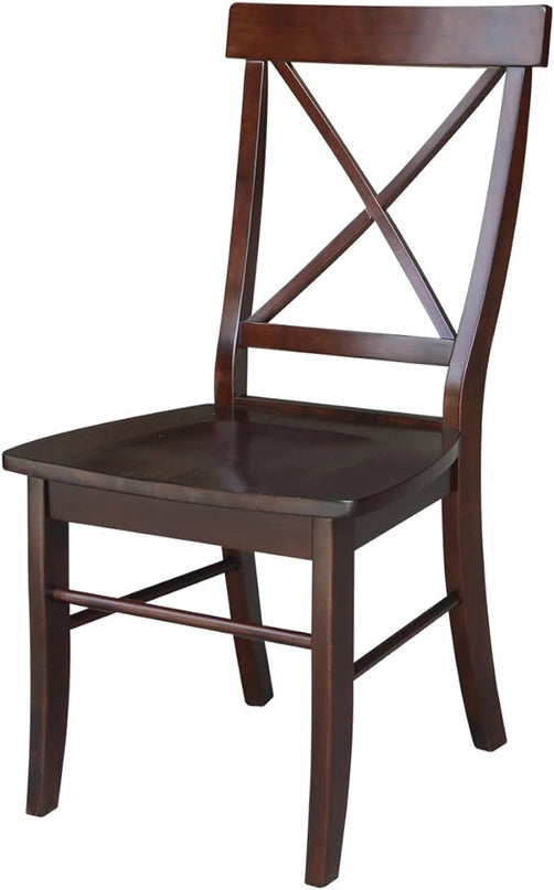 International Concepts X- Back Chair, with Solid Wood Seat, Java - LeafyLoom