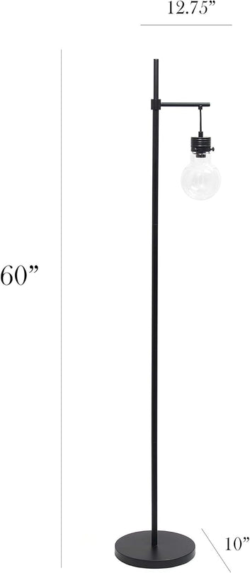 Elegant Designs LF1027-BLK Hanging Lightbulb Floor Lamp, 12.75" L x 10" W x 60" H - LeafyLoom
