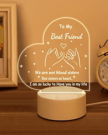 Best Friend Birthday Gifts Friendship Gifts Acrylic Night Light, Thank You Gifts for Friends - Christmas Birthday Gifts for Bestie, BFF - LeafyLoom