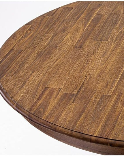 East West Furniture FE3-0N-TP Ferris Modern Kitchen Table - a Round Dining Table Top with Pedestal Base, 48x48 Inch, Sandblasting Antique Walnut - LeafyLoom