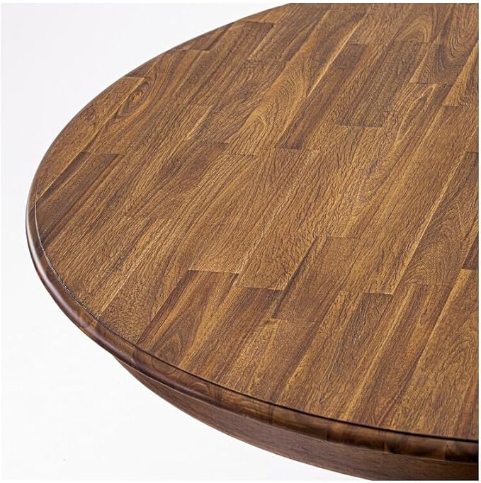 East West Furniture FE3-0N-TP Ferris Modern Kitchen Table - a Round Dining Table Top with Pedestal Base, 48x48 Inch, Sandblasting Antique Walnut - LeafyLoom