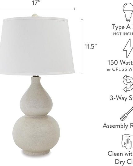Signature Design by Ashley Saffi 31" Ceramic Table Lamp with Double Gourd Base, Cream - LeafyLoom