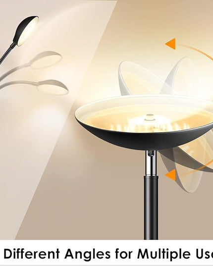 BoostArea Floor Lamp, LED 20W/2000LM Bright Torchiere Floor Lamp with 5W Adjustable Reading Lamp, Stepless Dimmable Standing Lamp, 2 Rotary Switch, Modern Floor Lamps for Living Room, Bedroom, Office - LeafyLoom