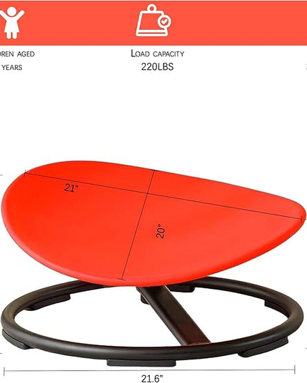 Autism Kids Swivel Chair,Sensory Spinning Chair for Kids,Toddler Spinner seat Carousel Spin Sensory Chair for Kids,Training Body Coordination,Metal Base Non Slip Safer (Red) - LeafyLoom