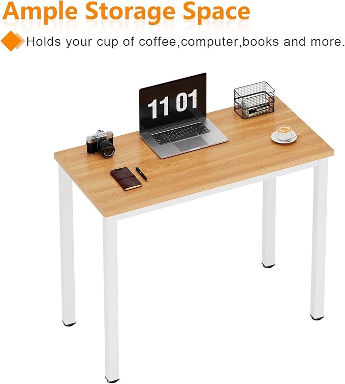 sogesfurniture Computer Office Desk Computer Table with BIFMA Certification Sturdy Office Desk Writing Desk,Teak&Black,BHUS-AC3BW-8040 - LeafyLoom