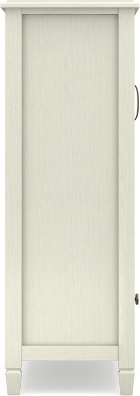 SIMPLIHOME Connaught Low Storage Cabinet, 46 inch, Antique White - LeafyLoom