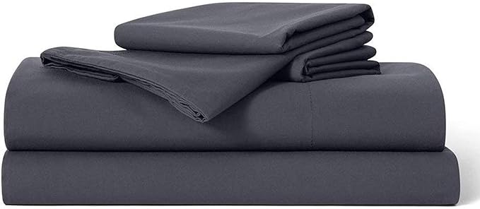 Brooklinen Luxury Sateen 4 Piece Sheet Set - 100% Cotton, Twin XL Size in Graphite - 1 Fitted Sheet, 1 Flat Sheet, 2 Pillowcases | Best Luxury Sheets - LeafyLoom
