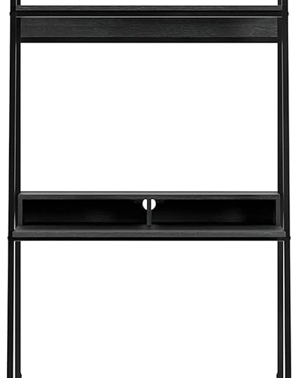 Signature Design by Ashley Yarlow Modern Home Office Writing Desk with Shelf, Black - LeafyLoom