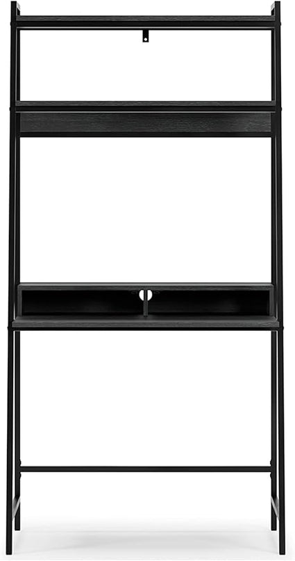Signature Design by Ashley Yarlow Modern Home Office Writing Desk with Shelf, Black - LeafyLoom