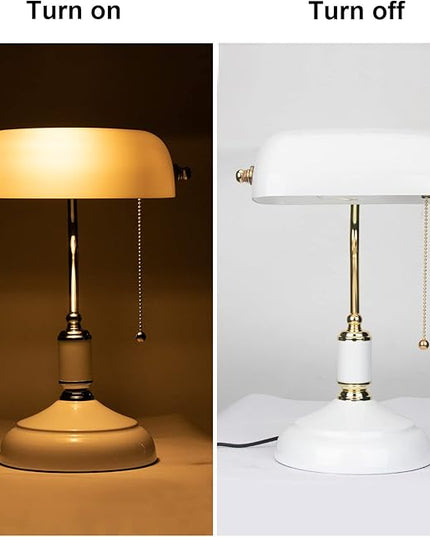 FIRVRE Glass Bankers Lamp Desk Lamp Classic Retro Table lamp Reading Modern for Home Office nightstand Bedside Study Desk Library - LeafyLoom