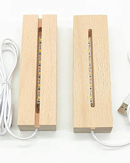 2Pack 6 inch Wood Rectangle Display Pedestal,Wooden Rectangle Led Lights Display Base for Acrylic and Plexiglass,Wood Night LED Light Lamp Base - LeafyLoom