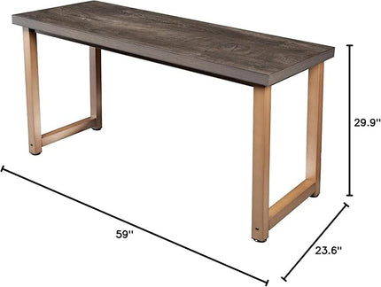 TOPSKY 59" Big Large Computer Office Desk 1.88" Thickness Desktop (Espresso Gray) - LeafyLoom